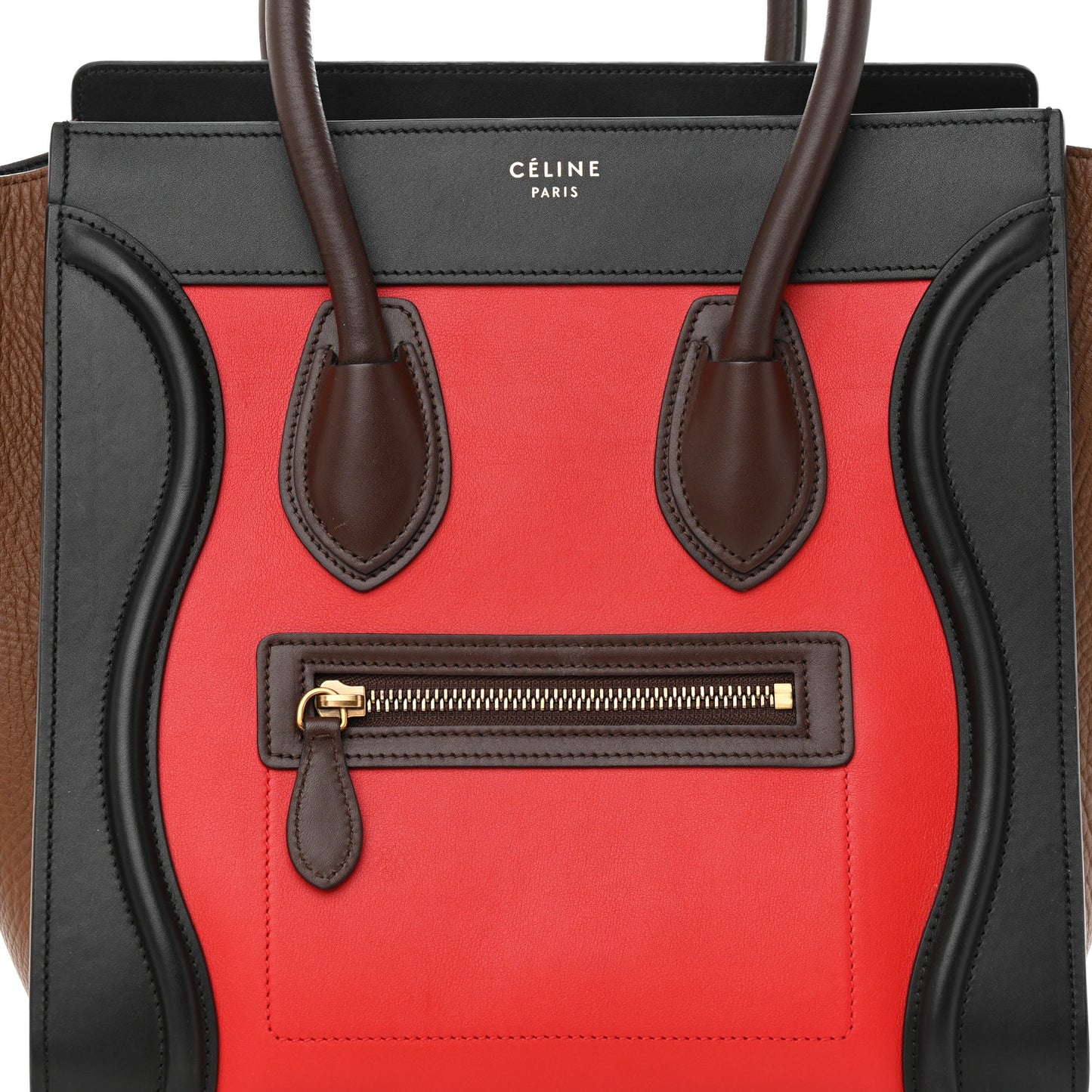 Elephant Calfskin Micro Tri-Color Luggage Bright Red