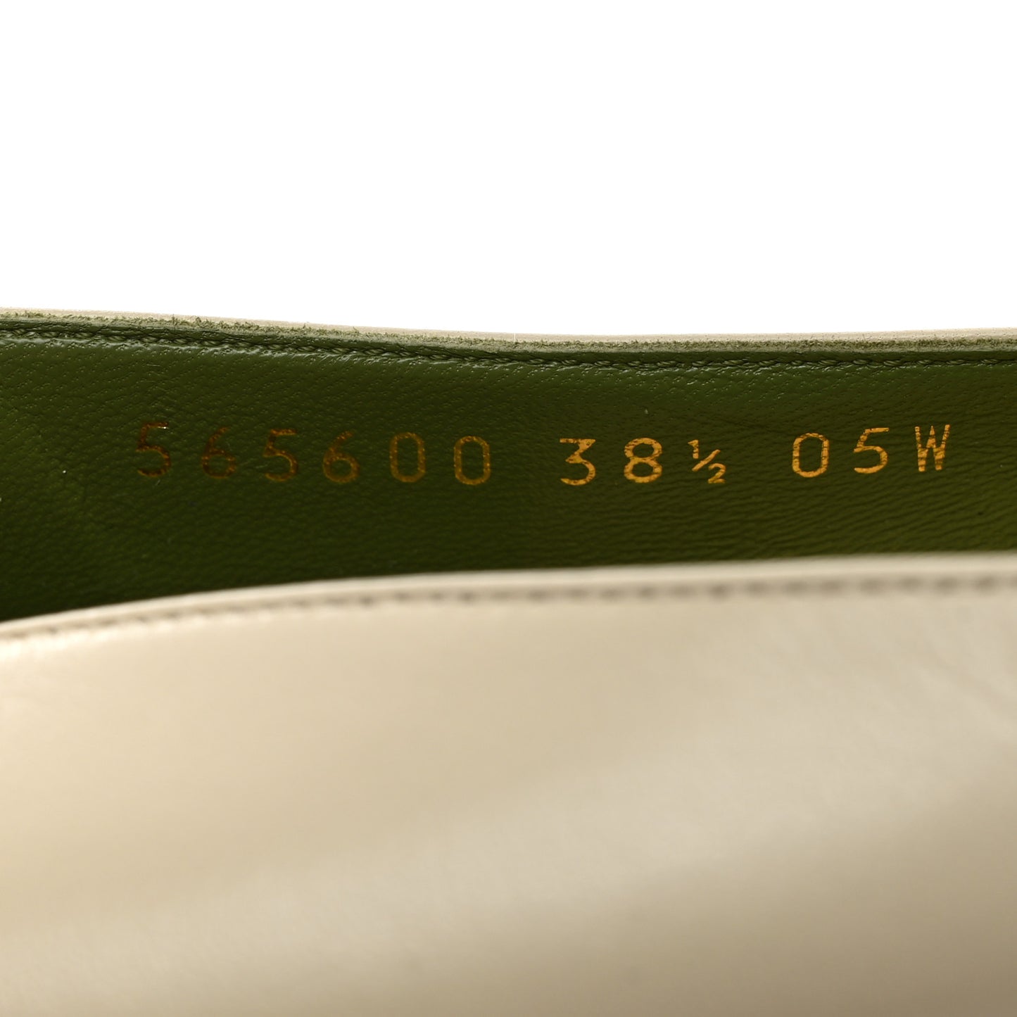 Malaga Kid Half Moon GG Square Toe Pumps 38.5 Vintage White