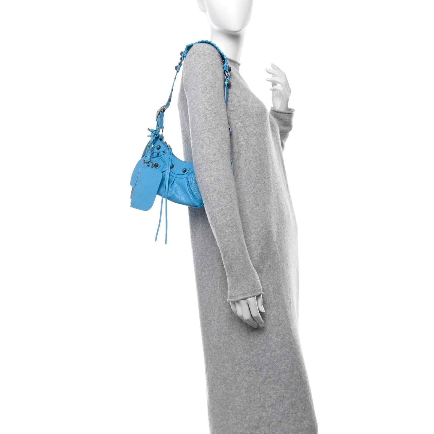 Agneau Arena Le Cagole Shoulder Bag XS Cyan