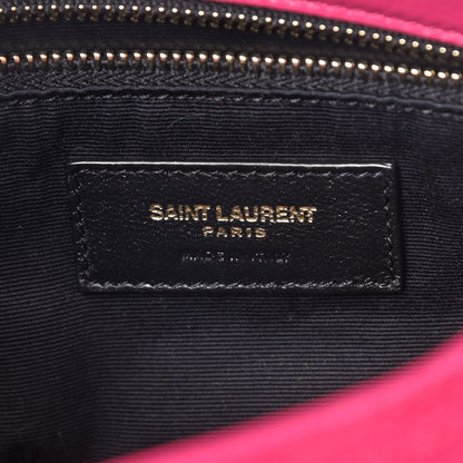 Saint Laurent Boucle Tweed Quilted Toy Loulou Puffer Monogram Chain Satchel Magenta 8 of 9