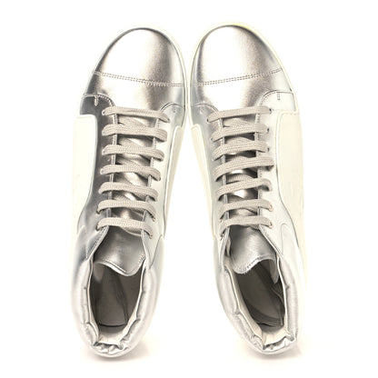 Chanel Iridescent Goatskin Womens High Top Sneakers 40.5 White Silver 2 of 10