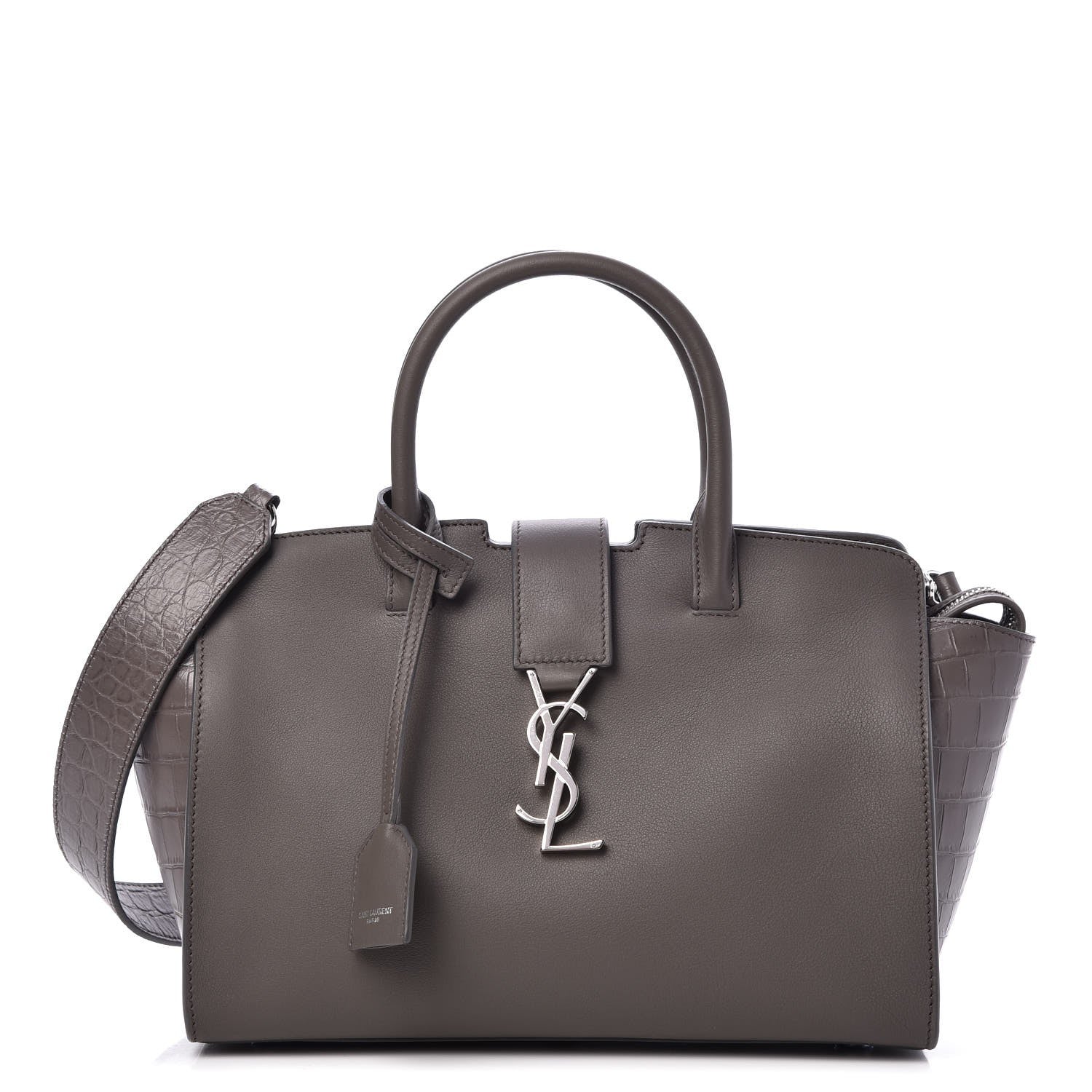 Hermes Smooth Calfskin Crocodile Embossed Baby Monogram Downtown Cabas Earth 1 of 9