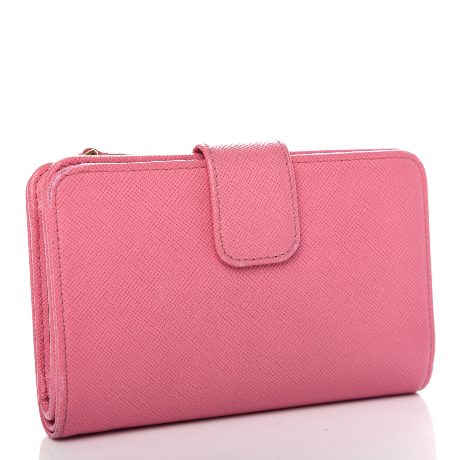 Prada Saffiano Metal Compact Wallet Geranio 3 of 8