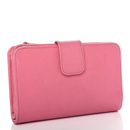 Prada Saffiano Metal Compact Wallet Geranio 3 of 8