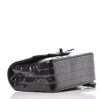 Chanel Patent Metallic Crumpled Calfskin Chevron Quilted Mini Rectangular Flap So Black 4 of 7