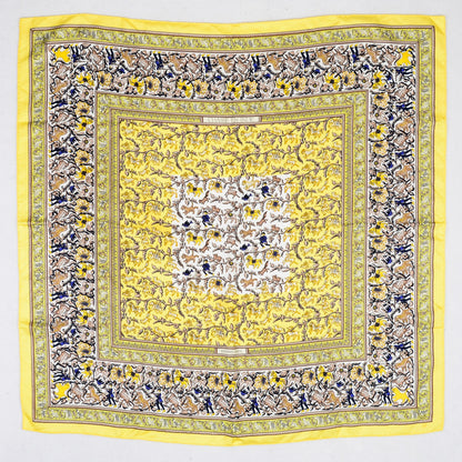 Hermes Silk Chasse En Inde Scarf 90 Jaune Caban Blanc 2 of 5
