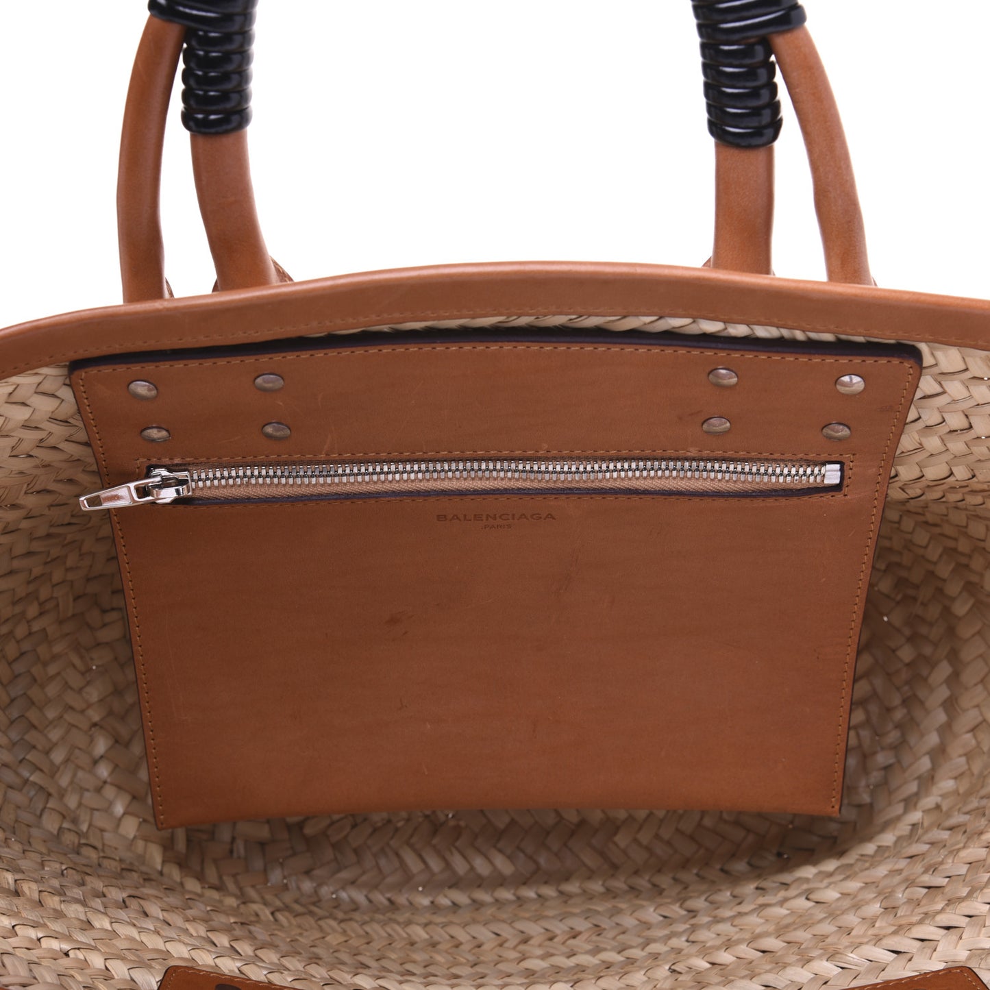 Straw Calfskin Bistrot Panier Small Tote Natural
