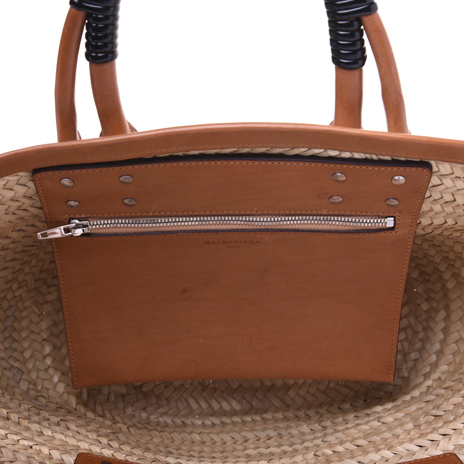 Balenciaga Straw Calfskin Bistrot Panier Small Tote Natural 12 of 14