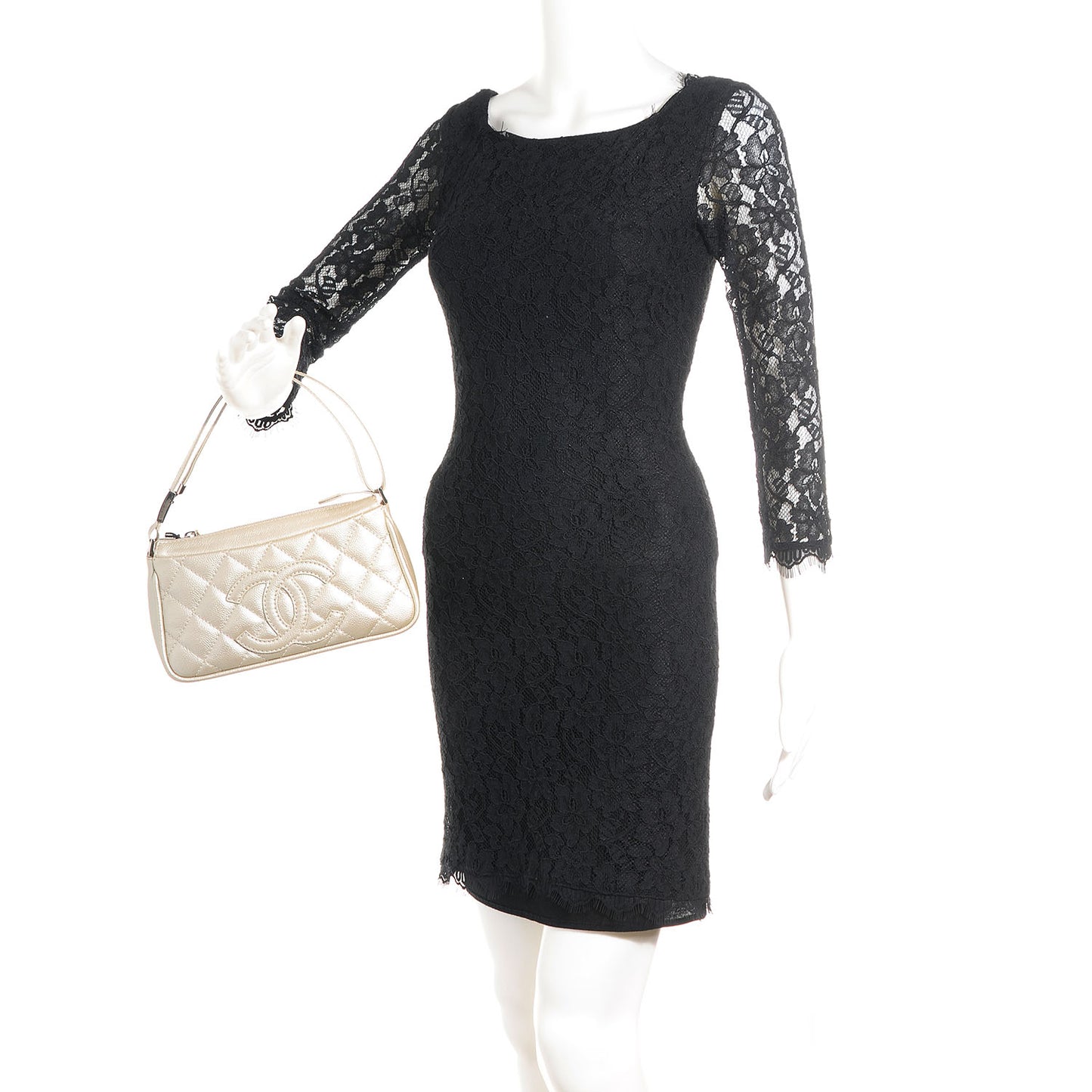 Caviar Quilted CC Small Shoulder Bag Pearl