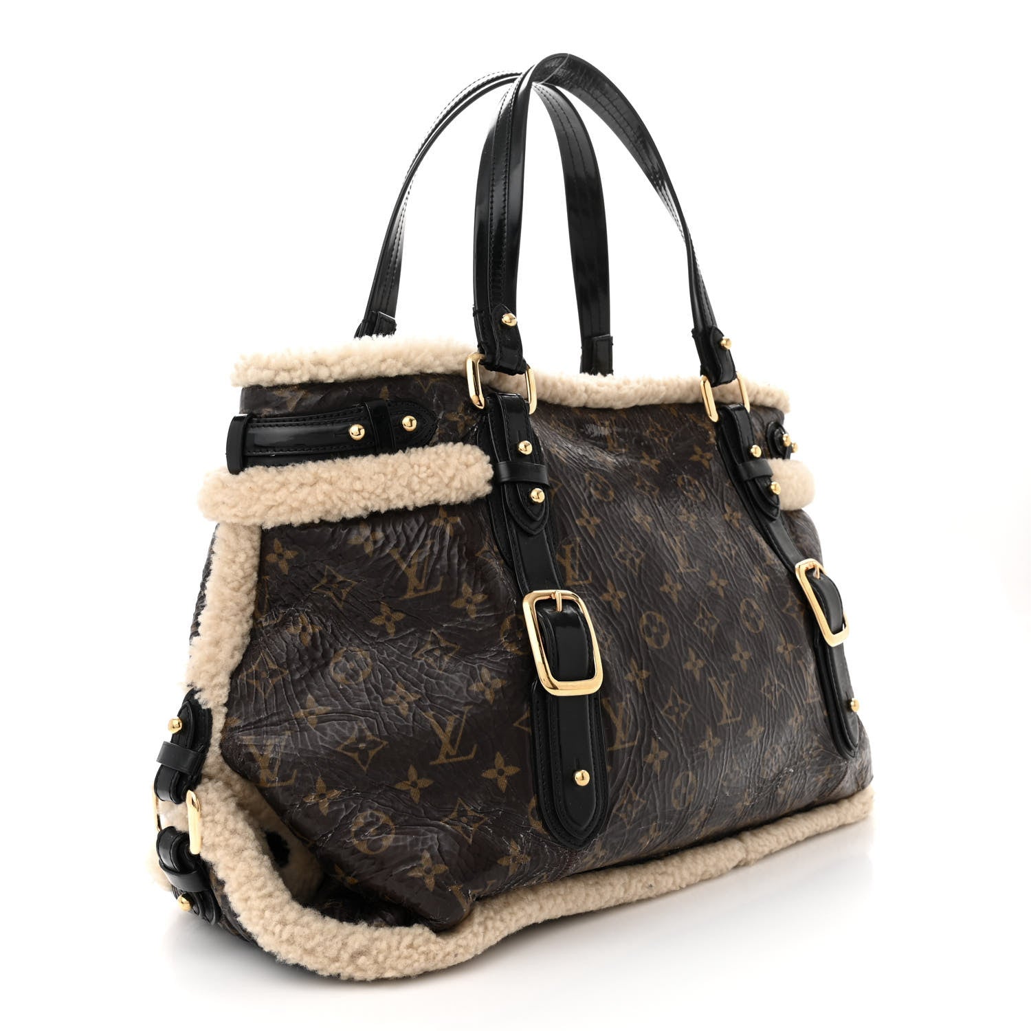 Louis Vuitton LOUIS VUITTON Patent Monogram Shearling Sac Thunder 3 of 15