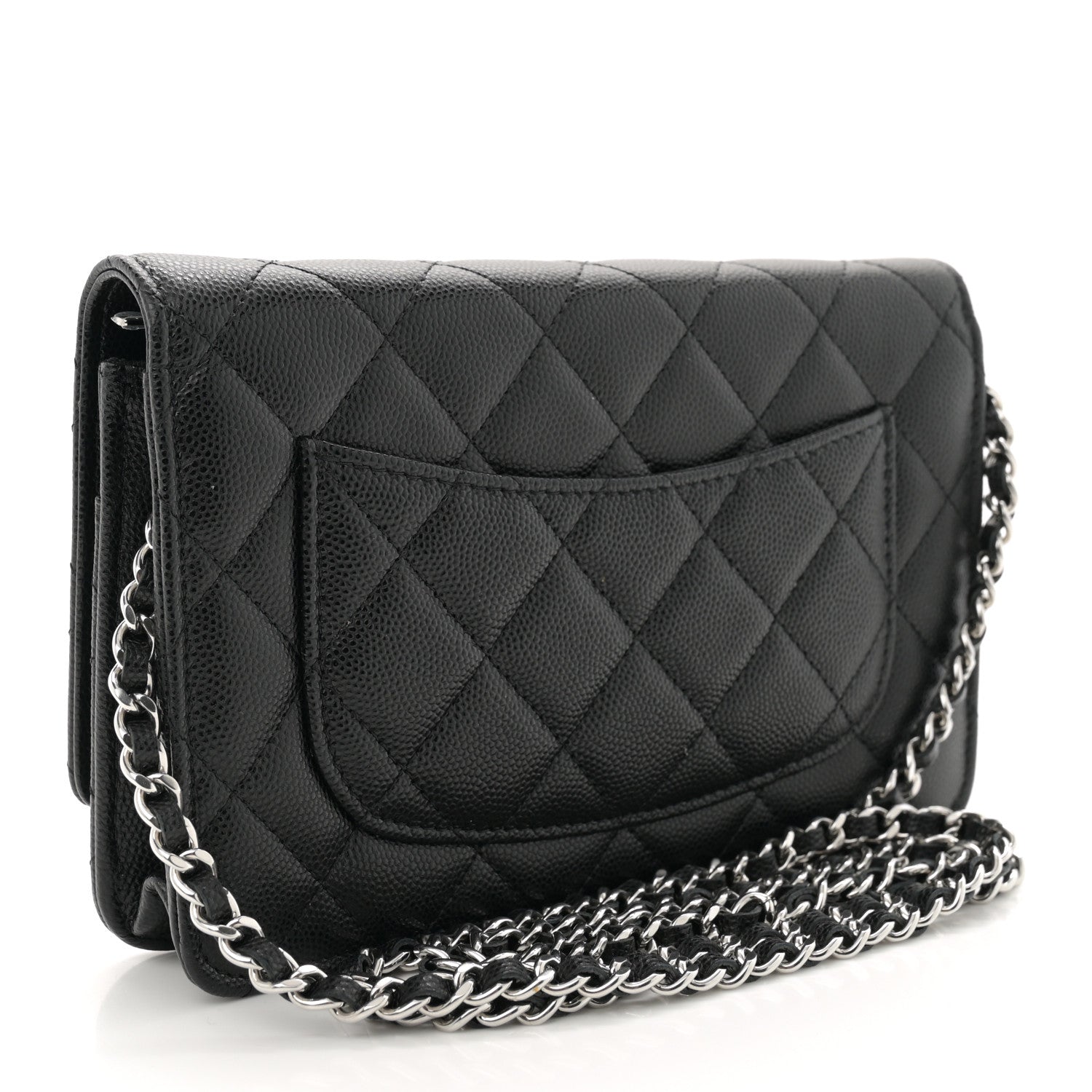 Chanel Caviar Quilted Chanel 19 Wallet On Chain WOC Black White 3 of 12