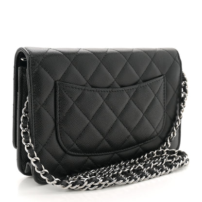Chanel Caviar Quilted Chanel 19 Wallet On Chain WOC Black White 3 of 12