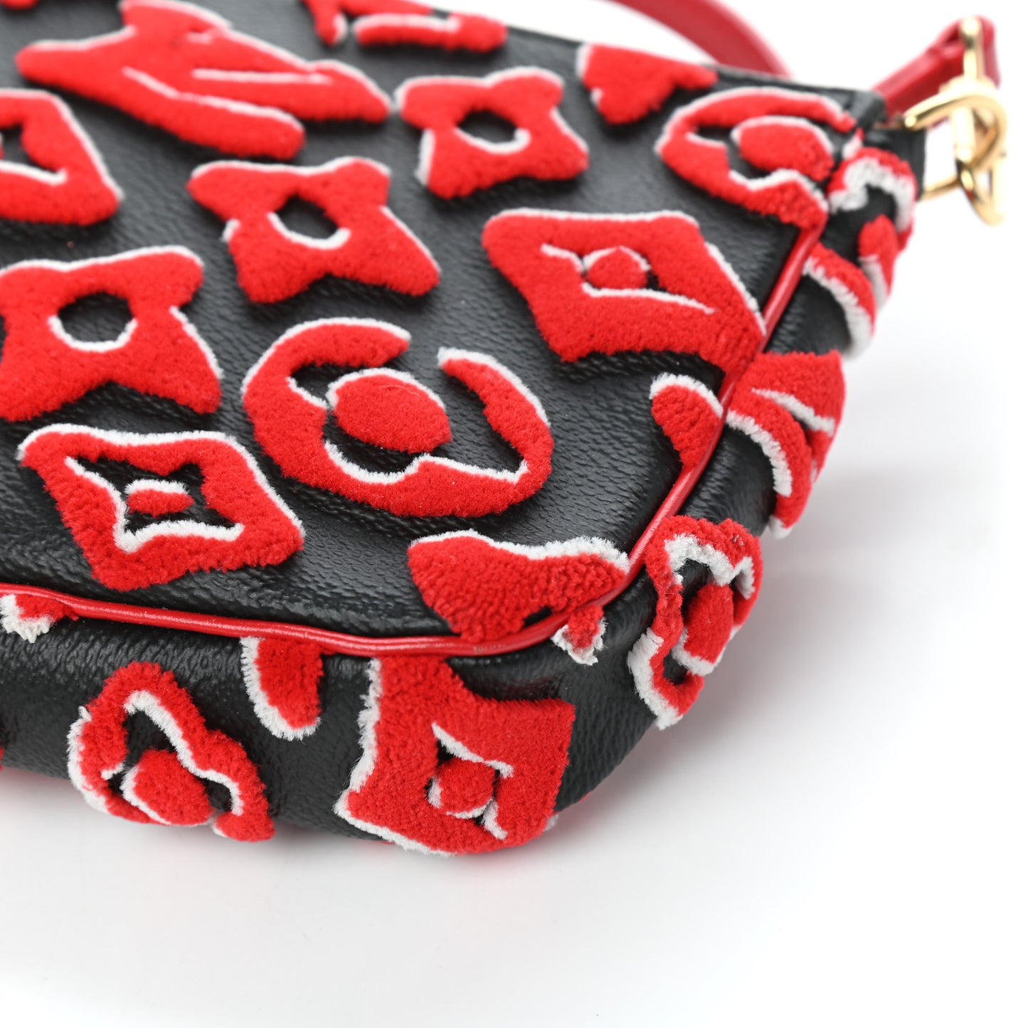 X UF Tufted Monogram Pochette Accessories Black Red