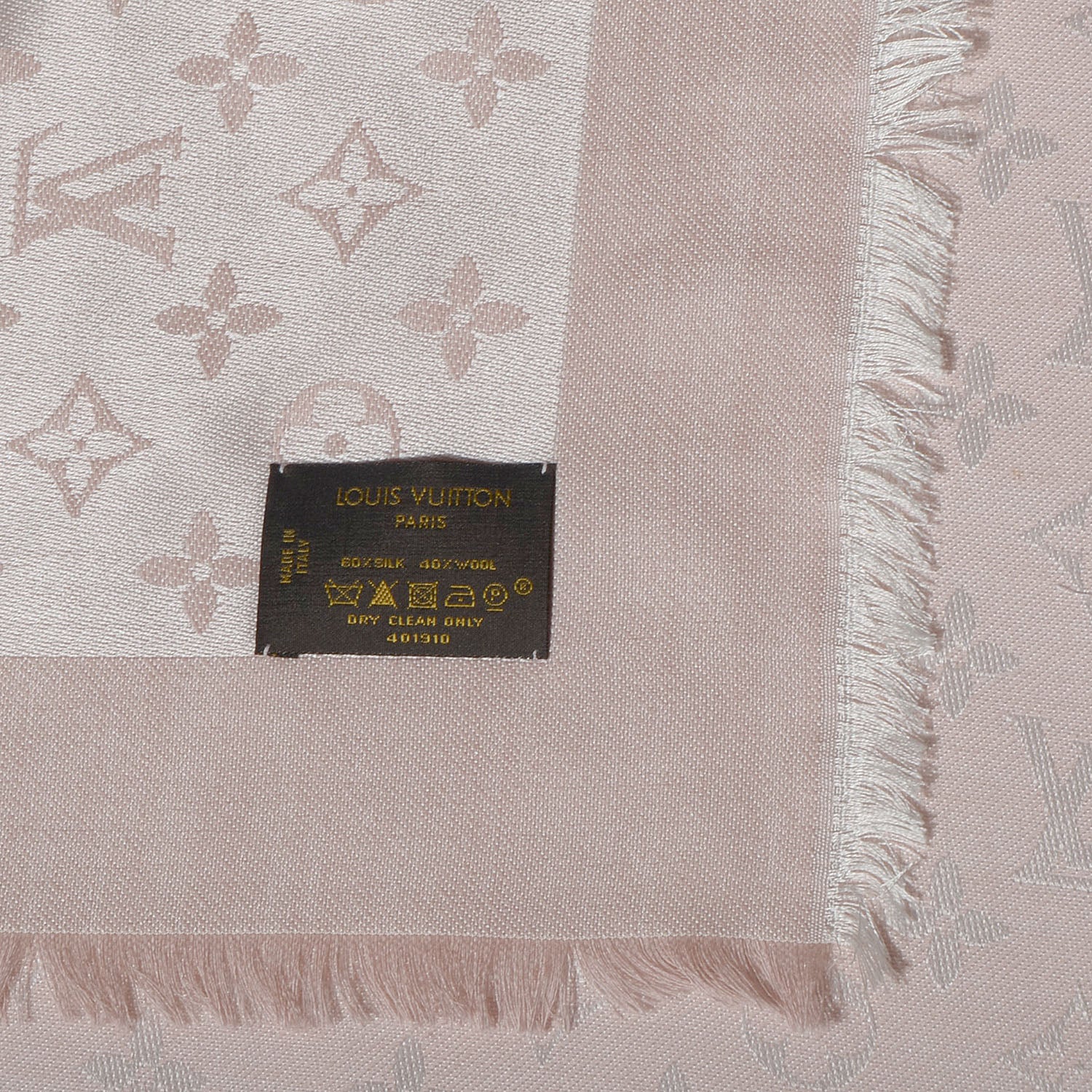 Louis Vuitton Silk Wool Monogram Denim Shawl Rose 4 of 4