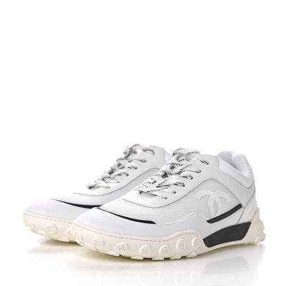 Chanel Calfskin Mesh Lycra Womens Logo Sneakers 39.5 White 2 of 10