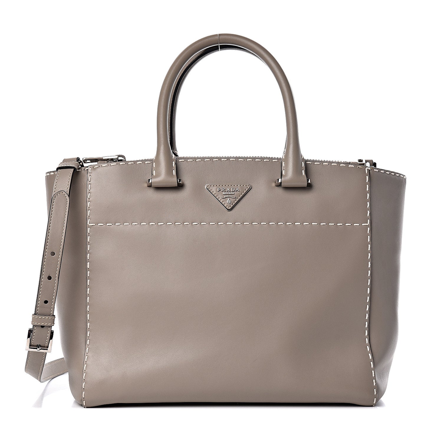 City Calf Small Hand Stitched Galleria Double Zip Tote Calce