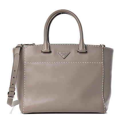 Prada City Calf Small Hand Stitched Galleria Double Zip Tote Calce 1 of 14