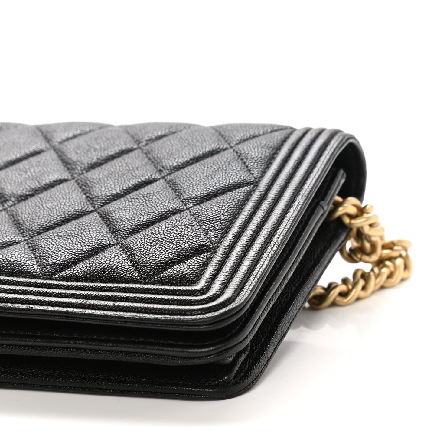Caviar Quilted Boy Wallet On Chain WOC Black