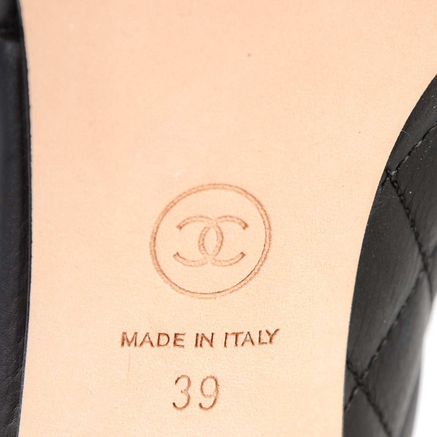 Chanel Calfskin Quilted Peep Toe Pumps 39 Black 6 of 9
