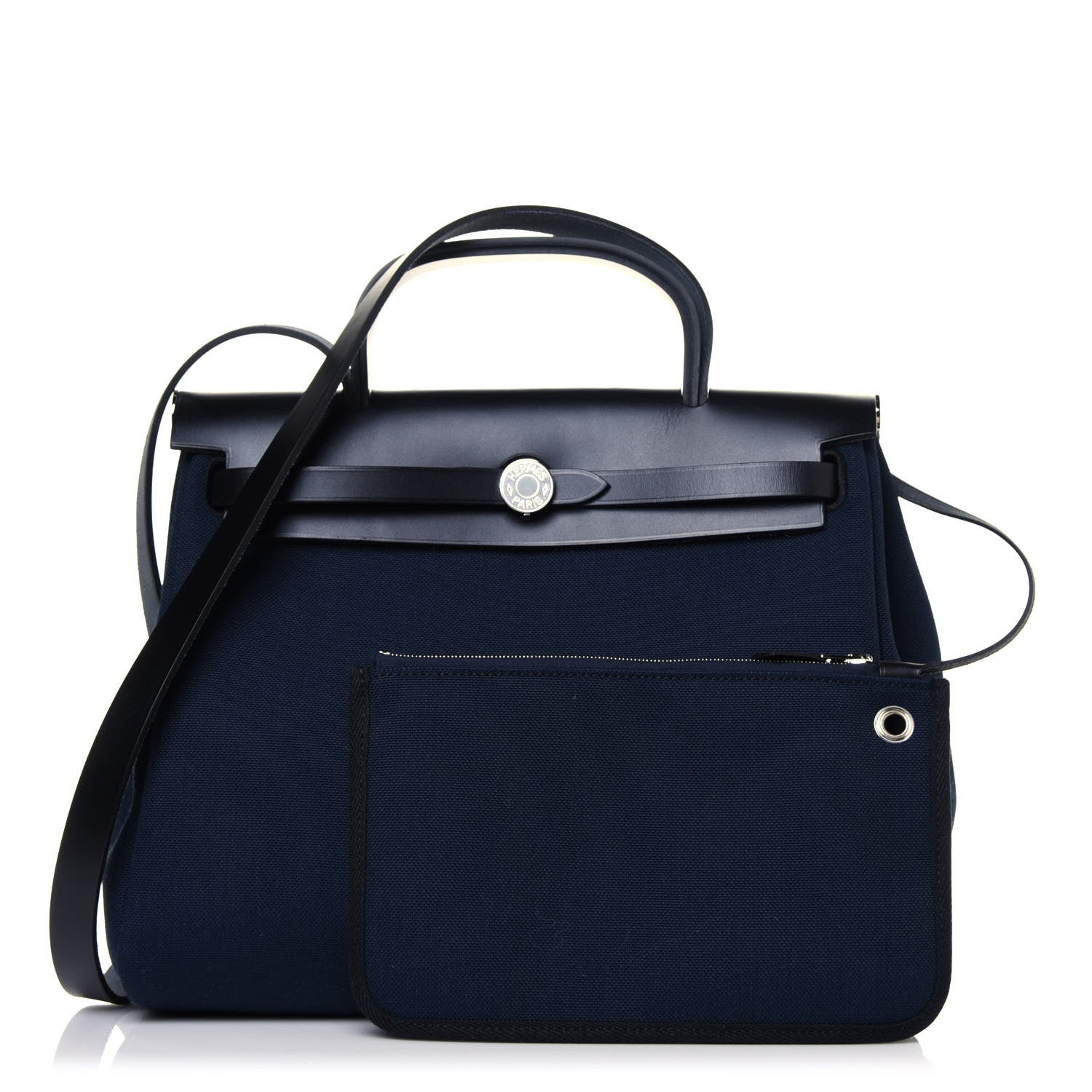 Hermes Military Toile Vache Hunter Herbag Zip PM 31 Black Bleu Indigo 1 of 10