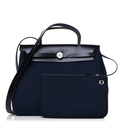 Hermes Military Toile Vache Hunter Herbag Zip PM 31 Black Bleu Indigo 1 of 10