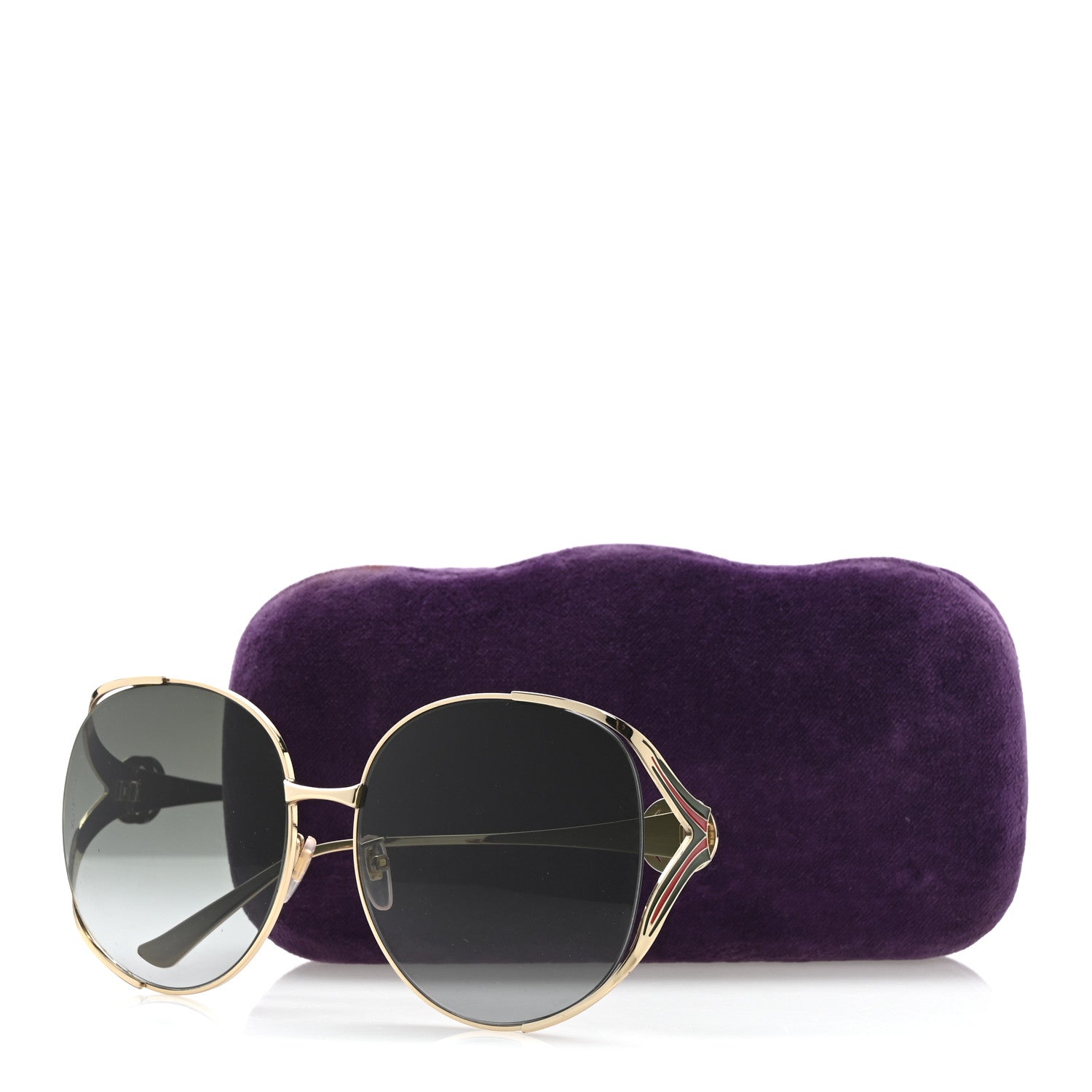 Gucci Metal Oversized Round Frame GG0225S Sunglasses Gold 9 of 9