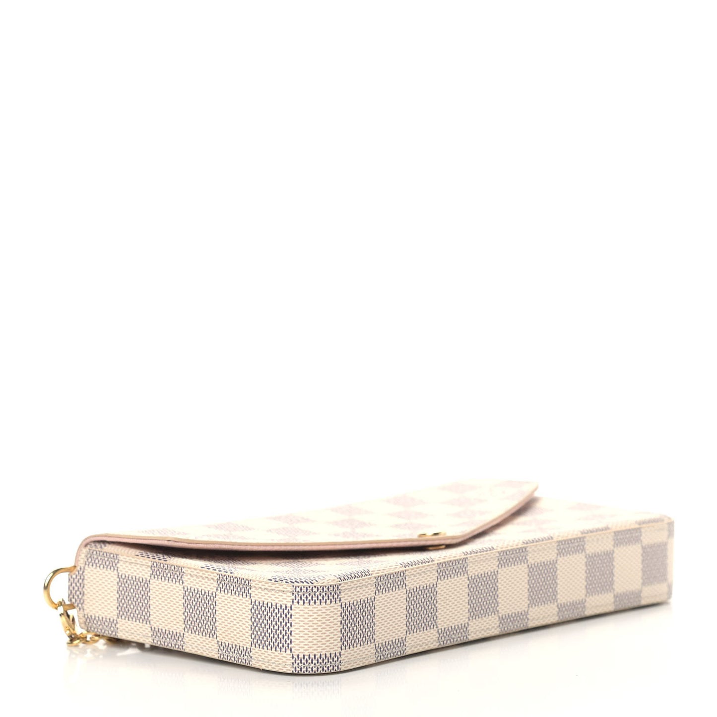Damier Azur Pochette Felicie Chain Wallet Rose Ballerine