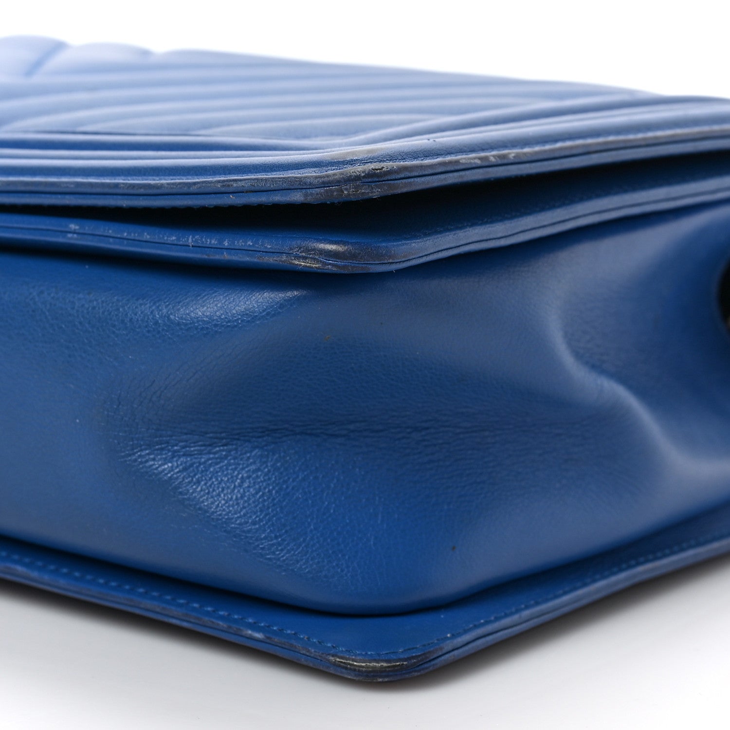 Chanel Lambskin Chevron Quilted New Medium Boy Flap Blue 8 of 8