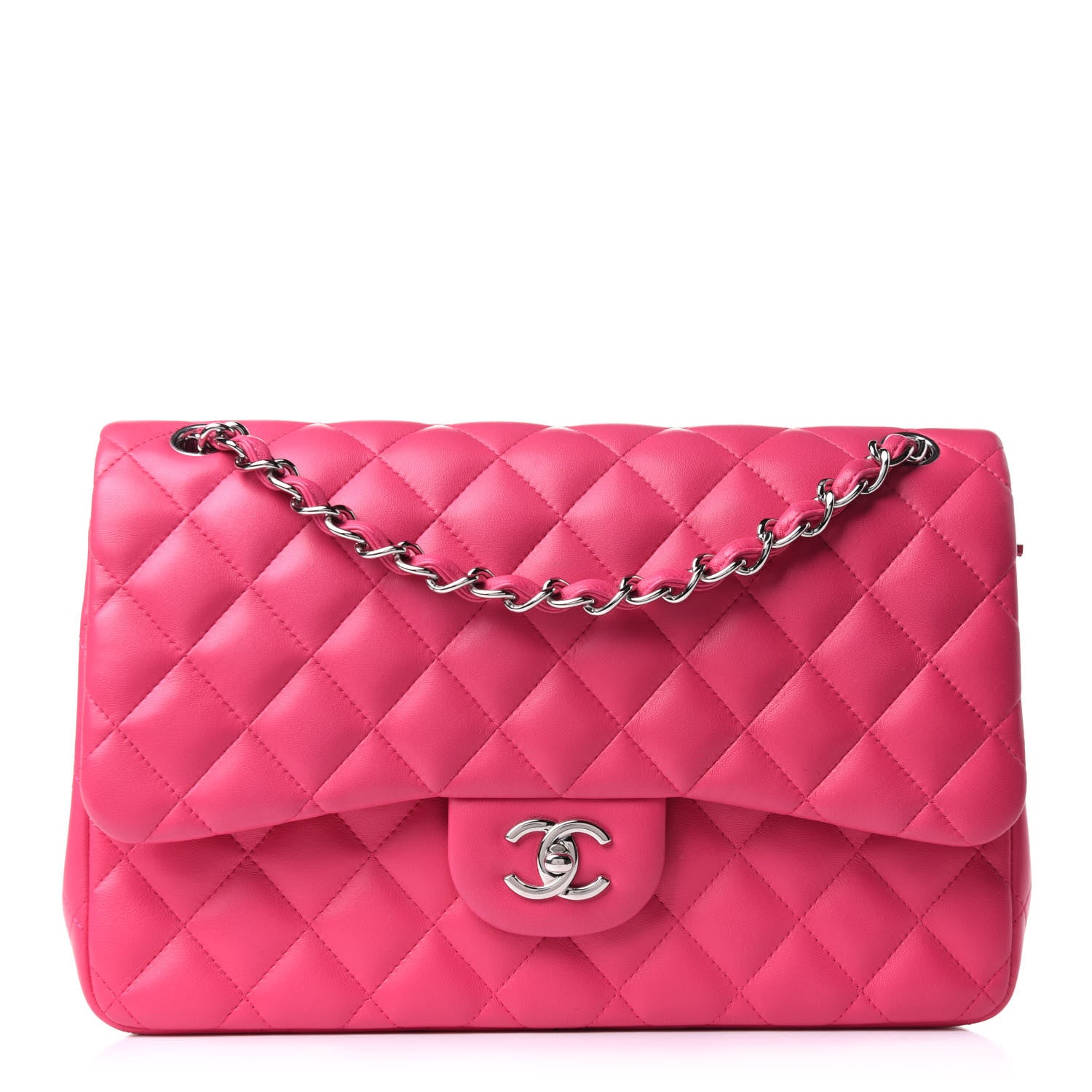 Chanel Lambskin Quilted Jumbo Double Flap Fuchsia 1 of 10