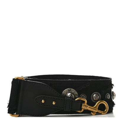 Christian Dior Canvas Embroidered Studded Camouflage Shoulder Strap Black 1 of 7