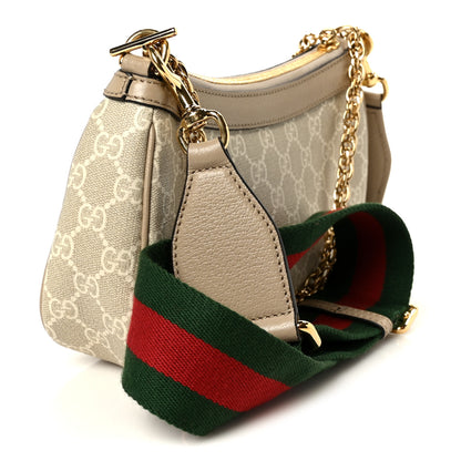 Gucci GG Supreme Monogram Textured Dollar Calfskin Web Small Ophidia GG Handbag Beige Mystic White Oatmeal 3 of 12