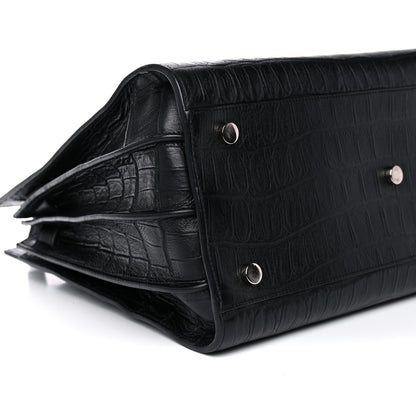 Saint Laurent Calfskin Crocodile Embossed Small Sac de Jour Black 7 of 15