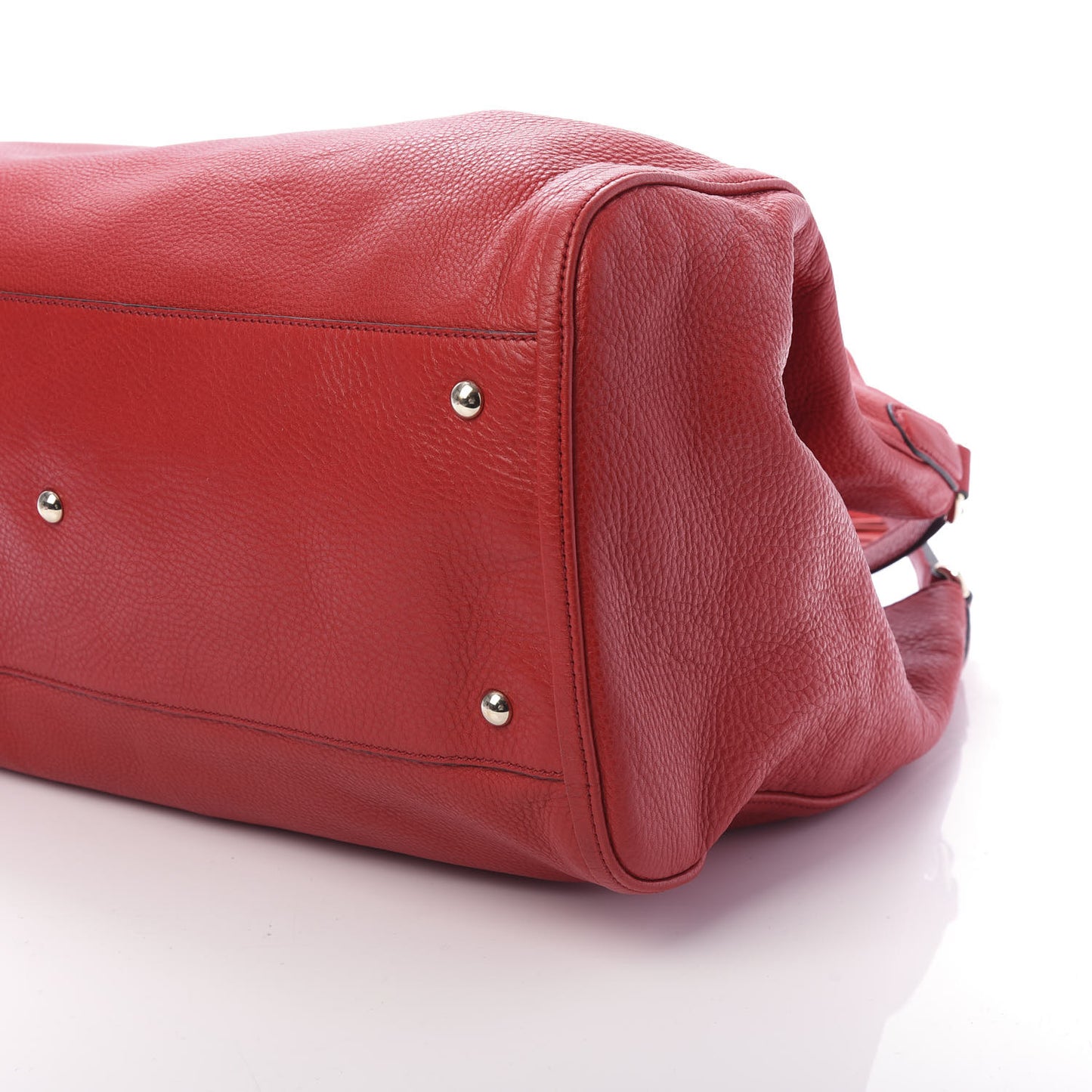Pebbled Calfskin Large Soho Shoulder Bag Red