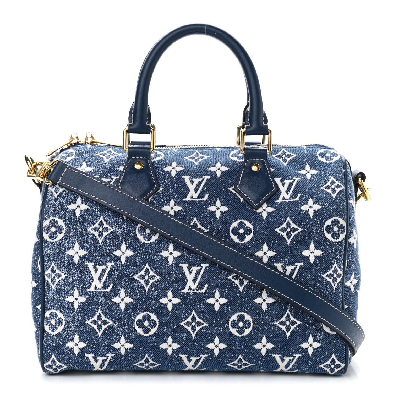Louis Vuitton Monogram Jacquard Denim Speedy Bandouliere 25 Bleu 1 of 8