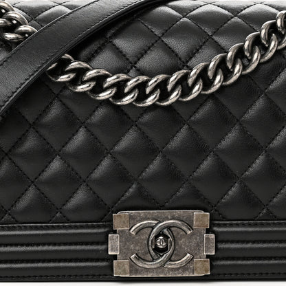 Chanel Lambskin Quilted Medium Boy Flap Black 8 of 12