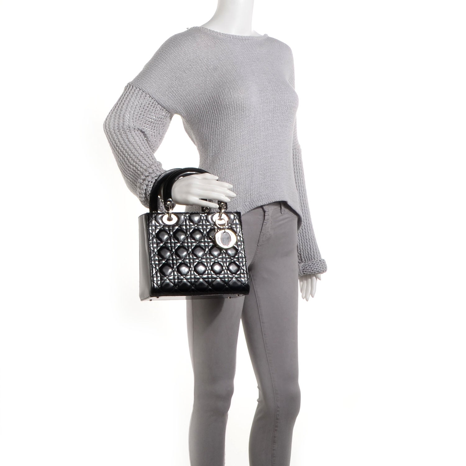 Christian Dior Patent Cannage Medium Lady Dior Black 2 of 7