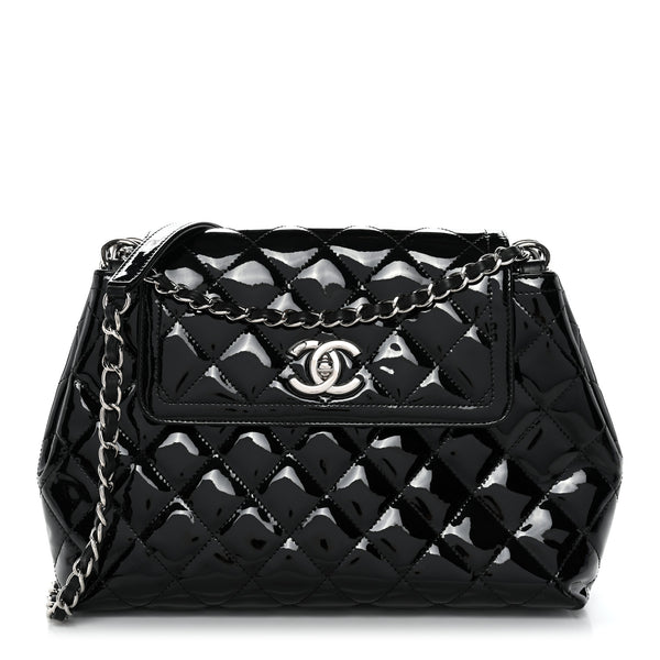 Chanel Patent Quilted Large Coco Shine Accordion Flap Black