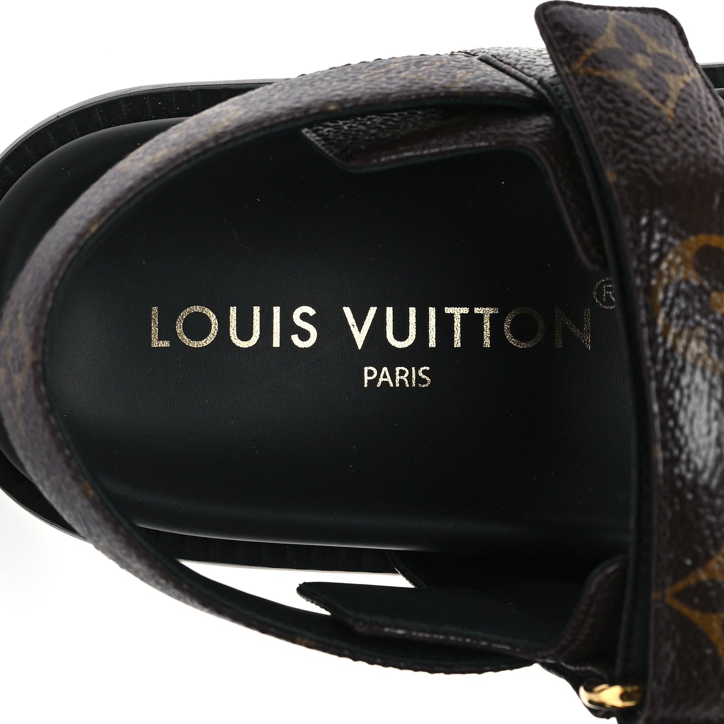 Monogram LV Sunset Comfort Flat Sandals 38 Cacao Brown