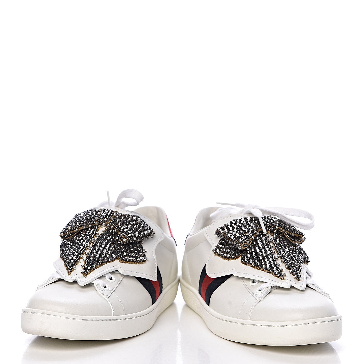 Gucci Calfskin Ayers Web Womens Ace Bow Lace Sneakers 36.5 White 6 of 13