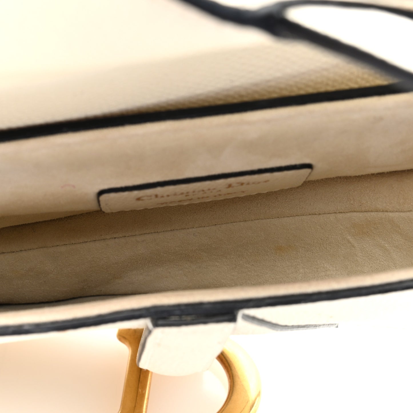 Grained Calfskin Mini Saddle Bag White
