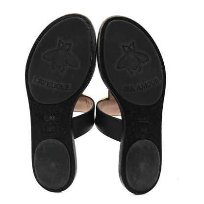 Gucci Calfskin GG Marmont Thong Sandals 36.5 Black 7 of 9