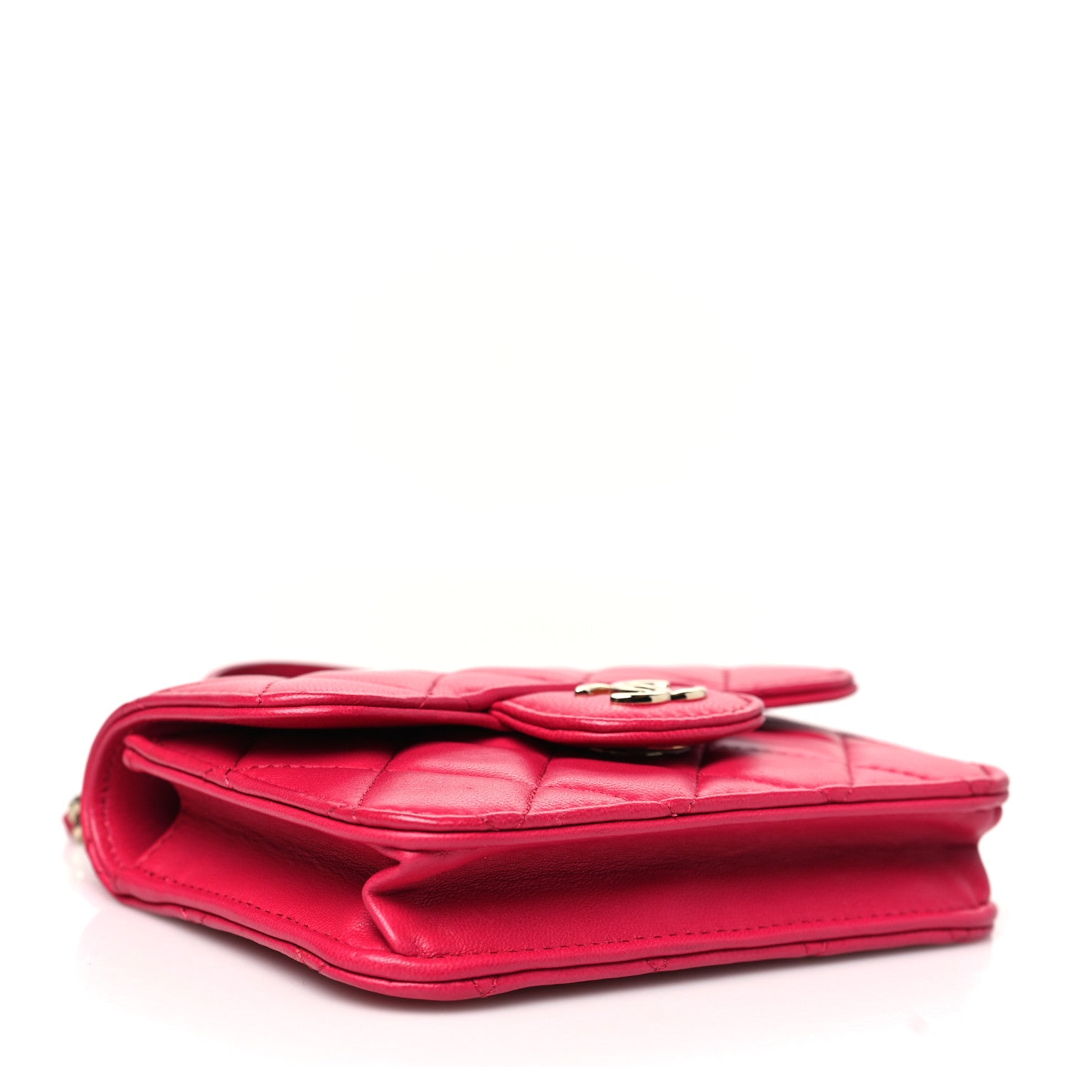 Chanel Lambskin Quilted Top Handle Flap Coin Purse With Chain Dark Pink 4 of 12