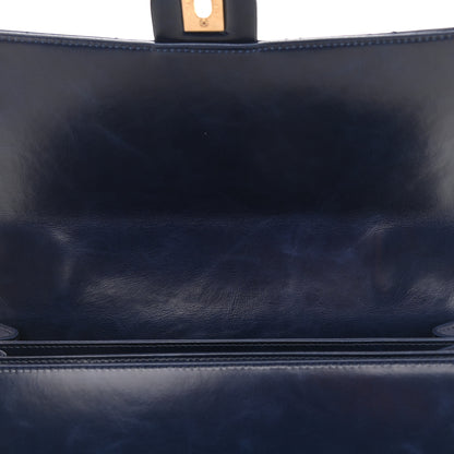 Chanel Iridescent Calfskin Quilted Straight Lined Flap Navy 10 of 11
