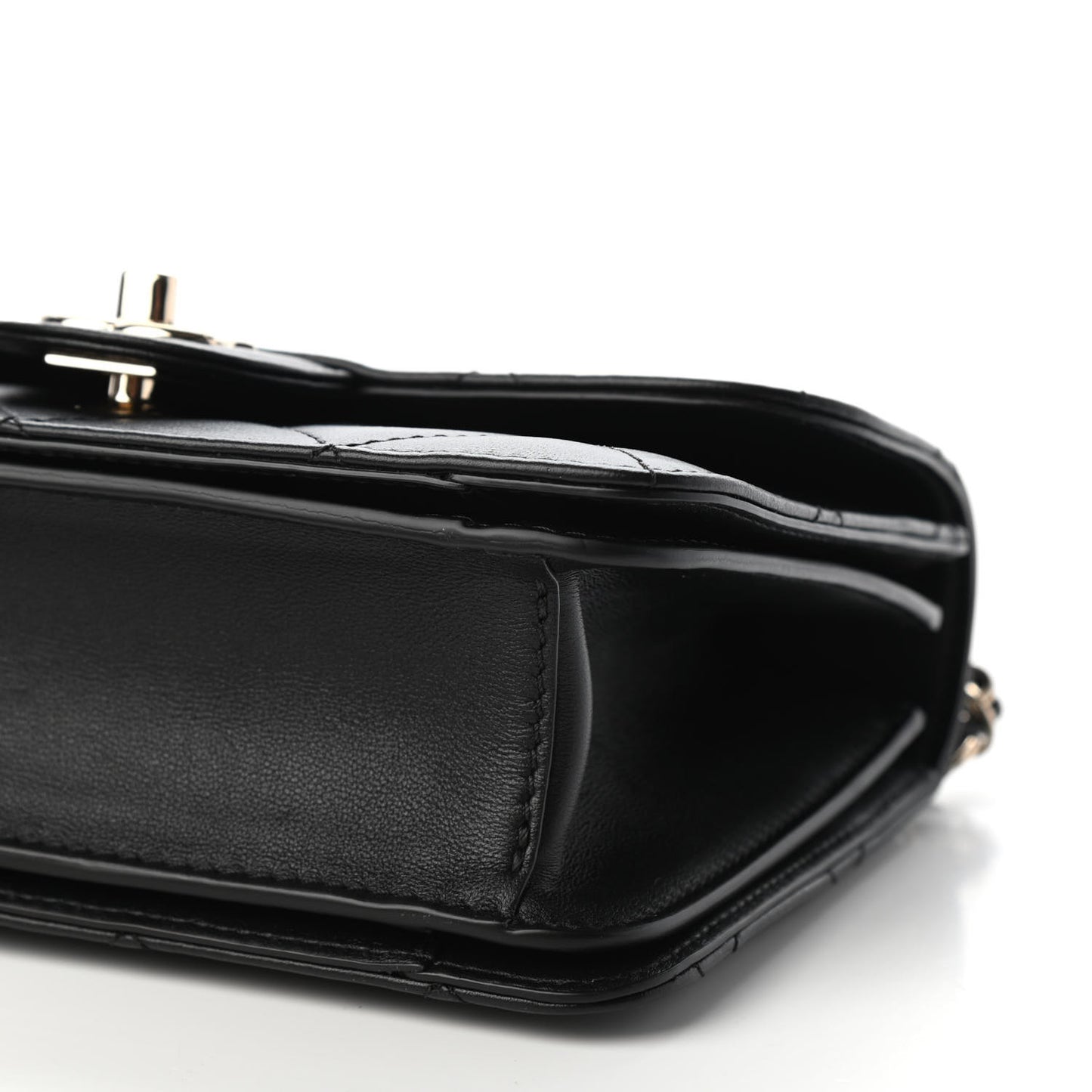 Calfskin Quilted Small Top Handle Flap Black