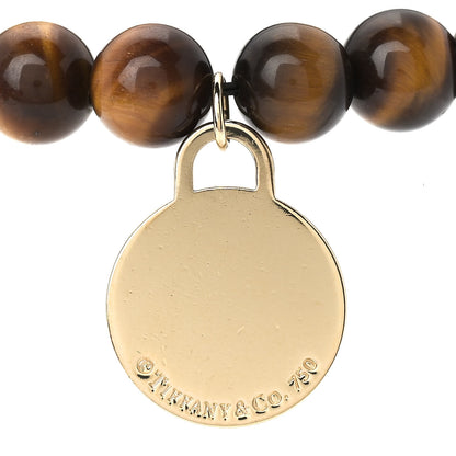Tiffany 18K Yellow Gold 8mm Tiger's Eye Return to Tiffany Bead Bracelet 4 of 5