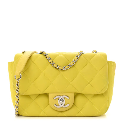 Chanel Rubber Quilted Lambskin Mini Square Coco Rain Flap Yellow 1 of 14