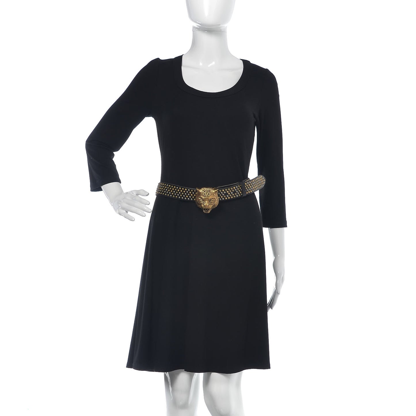 Calfskin Studded Feline Belt 105 42 Black
