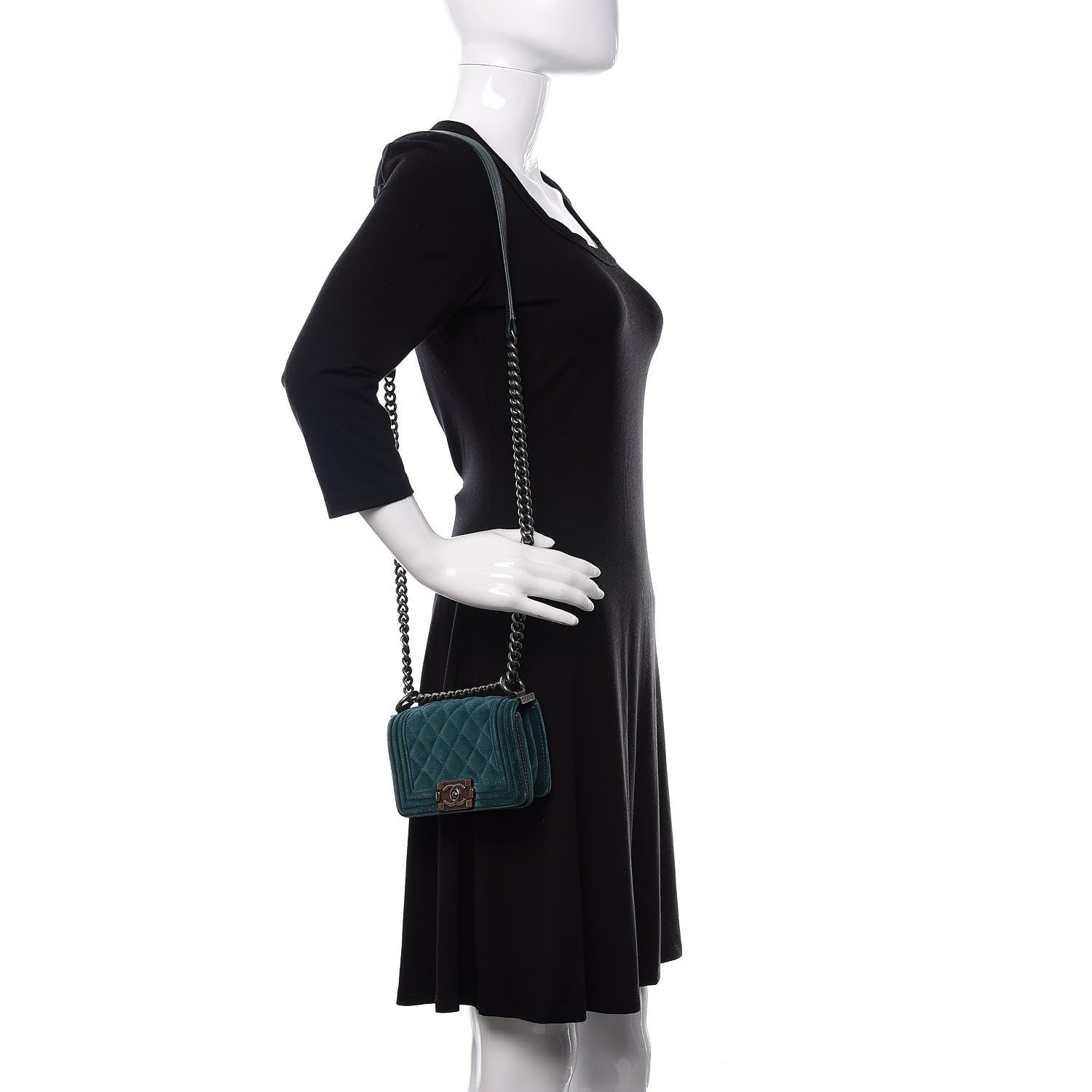 Chanel Velvet Quilted Mini Boy Flap Turquoise 2 of 10