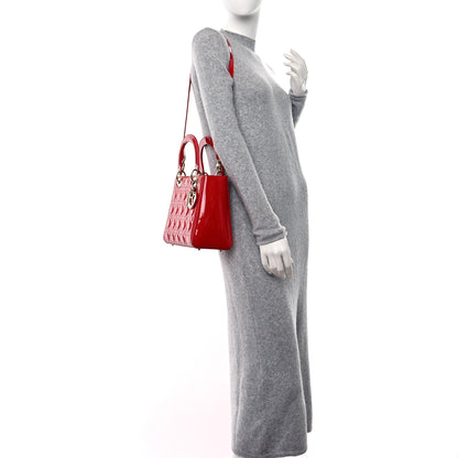 Christian Dior Patent Cannage Medium Lady Dior Red 2 of 11