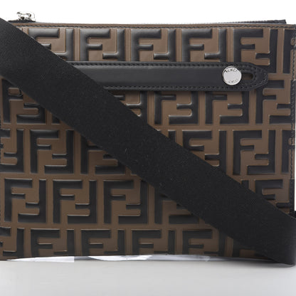 Fendi Vitello Century Bi-Color FF 1974 Embossed Messenger Maya Black 8 of 11